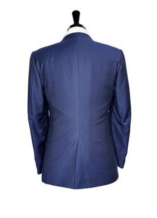 Corneliani Mens Blue Micro-Pattern Fully-Canvassed Peak Lapel Slim Fit 3-Piece Wool Tuxedo Suit - 38S - The Suit Depot