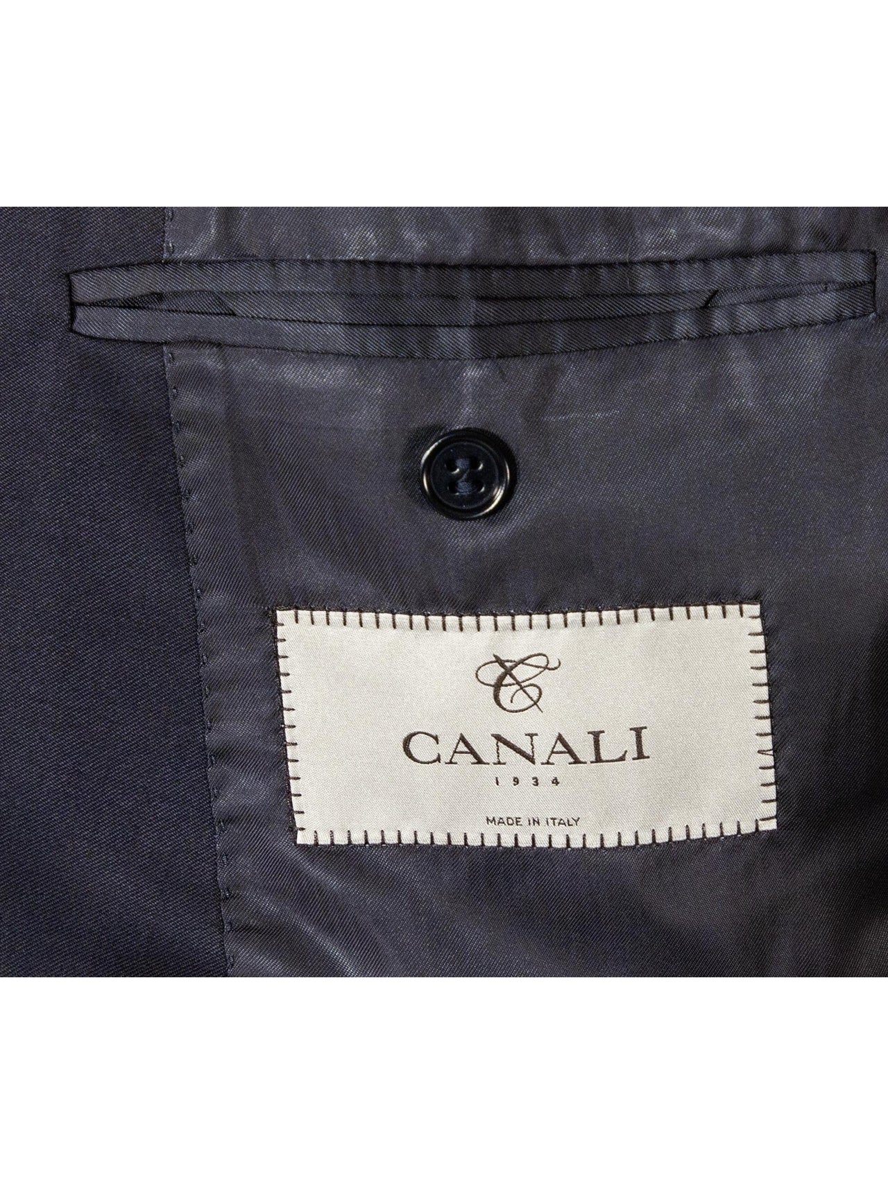 Canali Mens 38R Drop 8 Navy Blue 100% Wool Slim Fit 3 Piece Suit