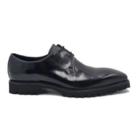 Thumbnail for Carrucci Mens Black Lace-up Oxford Leather Dress Shoes With Lug Sole