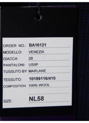 Napoli Mens 48L Blue Check 100% Wool 2 Piece Classic Fit Suit