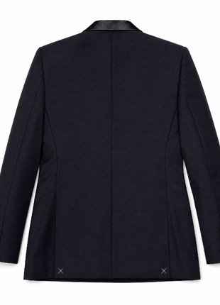 Bresciani Solid Black Satin Notch Lapel Classic Fit 2-Button Wool Tuxedo - 52R