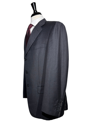 Sartoria Partenopea Mens Charcoal Weave Half-Canvassed Notch Lapel Classic Fit 3-button Wool Suit - 44R