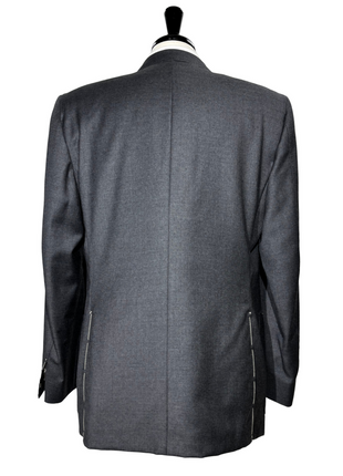 Sartoria Partenopea Mens Charcoal Weave Notch Lapel Slim Fit 3-button Wool Suit - 44R