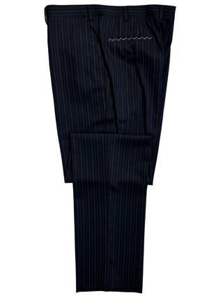 Luigi Bianchi Mantova Mens Black Pinstripe Notch Lapel Classic Fit 3-Button Wool Suit - 44R