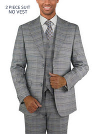 Thumbnail for Giorgio Fiorelli Mens Light Gray Plaid 2 Button 2 Piece Suit