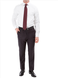 Thumbnail for John Varvatos Half-Canvassed Windowpane Burgundy Slim Fit Two Button Stretch Wool Suit
