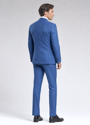 Mazara Mens Steel Blue Classic Fit Notch Lapels Patch Pockets Wool Stretch 2-Button Suit