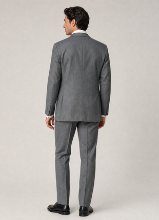 Sartoria Tosi Mens Gray Nailhead Weave Notch Lapel Classic Fit 2-Button Wool Suit - 48L