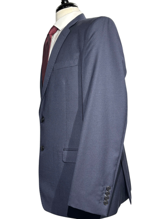 Versace Collection Mens Solid Dark Blue Notch Lapel Classic Fit 2-Button Wool Suit - 44L