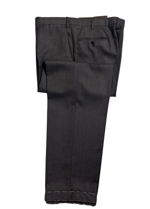 Brioni Mens Brown-Charcoal Textured Fully-Canvassed Notch Lapel Classic Fit 2-Button Wool Suit  - 46L