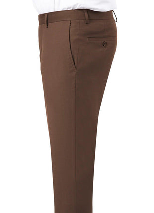 Kent & Park Mens Solid Brown Regular Fit Prehemmed Flat Front Dress Pants - The Suit Depot