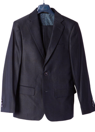 T.O Boys Navy Blue Plaid Slim Fit 2 Piece Suit