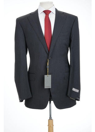 Canali 1934 Mens 42L Drop 7 Modern Fit Gray Striped 100% Wool 2 Piece Suit