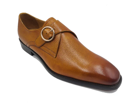 Carrucci Mens Cognac Brown Single Monk Strap Leather Dress Shoes – The Suit  Depot