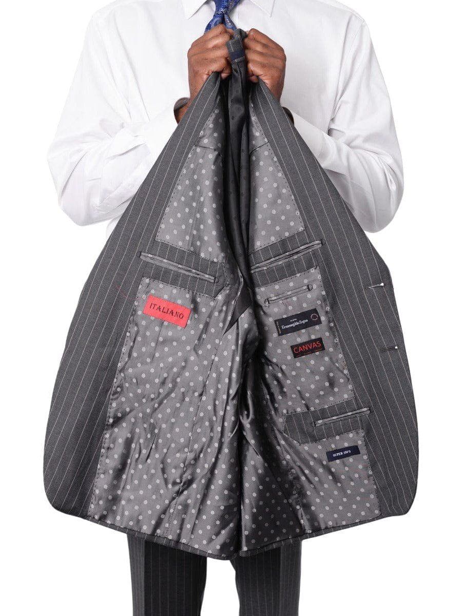 Italiano Men's Gray Pinstripe Wool Slim Fit Suit