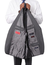 Thumbnail for Italiano Men's Gray Pinstripe Wool Slim Fit Suit