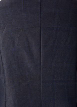 T.O Boys Navy Blue Plaid Slim Fit 2 Piece Suit