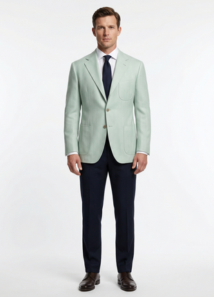 Sartoria Partenopea Men's Blue Herringbone 3-Roll-2 100% Cotton Sportcoat 42R