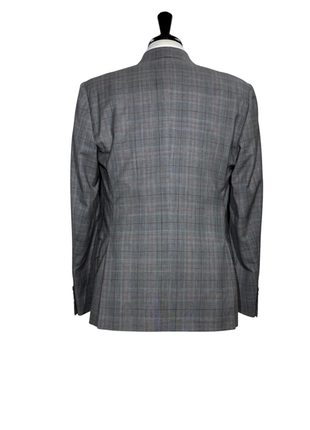 Sample Production Gray Glen Plaid Notch Lapel Classic Fit 2-Button Wool Suit - 40R