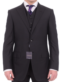 Thumbnail for Canali Mens Black 36R Drop 6 100% Silk 3 Piece Suit