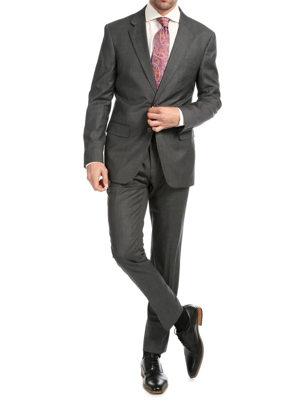 Ferrecci Mens Heather Gray Classic Fit Wool Blend 2 Piece Suit