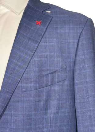 Isaia Mens Blue Windowpane Fully-Canvassed Notch Lapel Slim Fit 2-Button Wool Suit - 44L