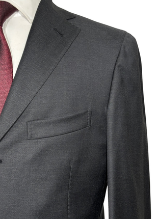 Anastasio Charcoal Textured Notch Lapel Classic Fit 3-button Wool Suit - 38R