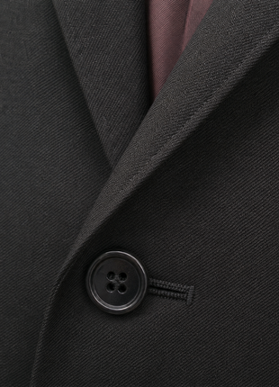Mazara Mens Classic Fit Solid Black Wool Cashmere Blend 2 Piece Suit With Peak Lapels