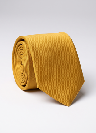 Letteriello Fine Ribbed Weave Mustard Gold Italian Silk Neck Tie