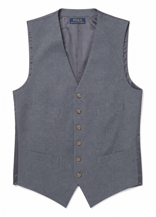 Polo Ralph Lauren Mens Gray Textured Notch Lapel Custom Fit 3-Piece Wool Suit - 40L