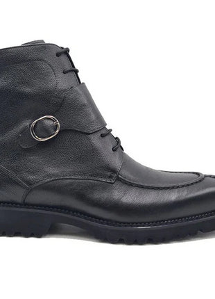 Carrucci Boys Black Split Toe Lace Up Leather Dress Boots