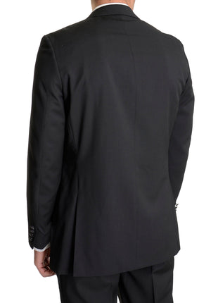 Mens Regular Fit Solid Black Two Button Tuxedo