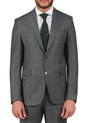 Di'nucci Slim Fit Gray With Light Blue Stripe Peak Lapel Suit
