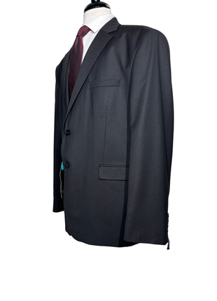 Format Solid Black Notch Lapel Classic Fit 2-Button Wool Blend Suit - 48R