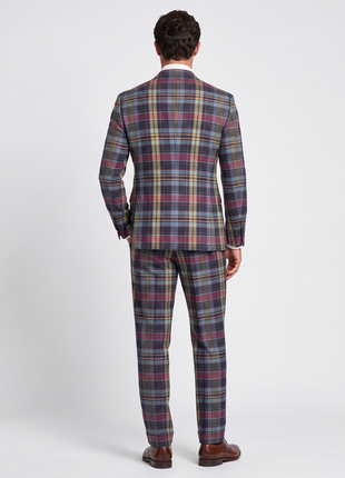 Polo Ralph Lauren Mens Multicolor Madras Plaid Peak Lapel Custom Fit Double-Breasted Cotton Suit - 40L