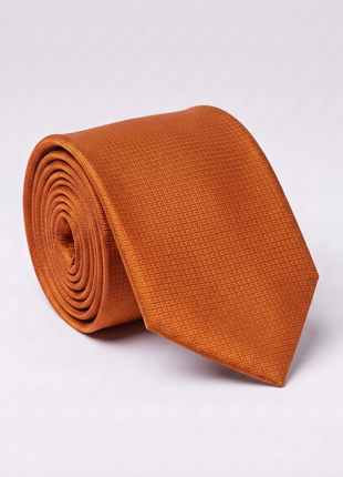 Letteriello Fine Micro Geometric Textured Burnt Orange Italian Silk Neck Tie