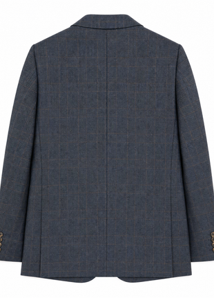 Mazara Mens Blue Plaid With Brown Windowpane Slim Fit Notch Lapel Wool 2-Button Suit