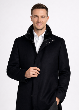 The Montreal Collection Windsor Black Down-Insulated Wool Car Coat
