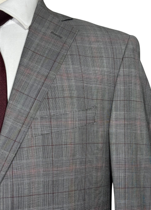 Sample Production Gray Glen Plaid Notch Lapel Classic Fit 2-Button Wool Suit - 40R