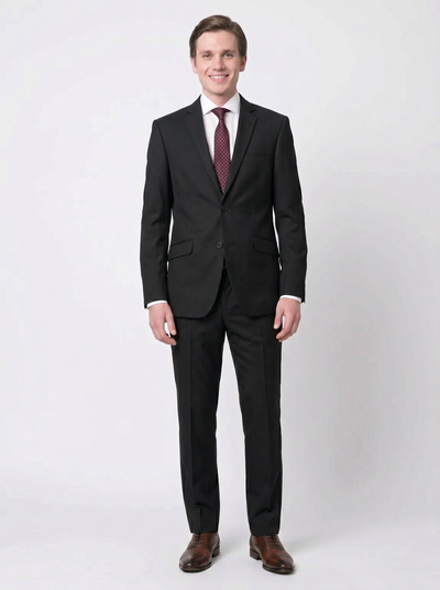 Raphael Men's Black Slim Fit Notch Two Button Suit