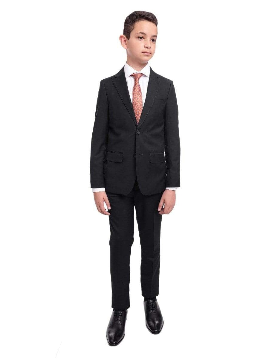 Georgio De Paulino Boys Giorgio De Paulino Boys Slim Fit Solid Black 2 Piece Suit