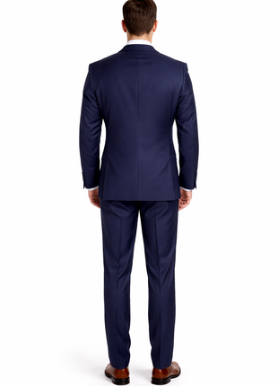 Mens Classic Fit Navy Blue Two Button 100% Wool Suit