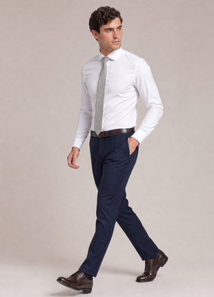 Christopher Morris Mens Solid White Extra Slim Fit Spread Collar Non Iron Cotton Dress Shirt - The Suit Depot
