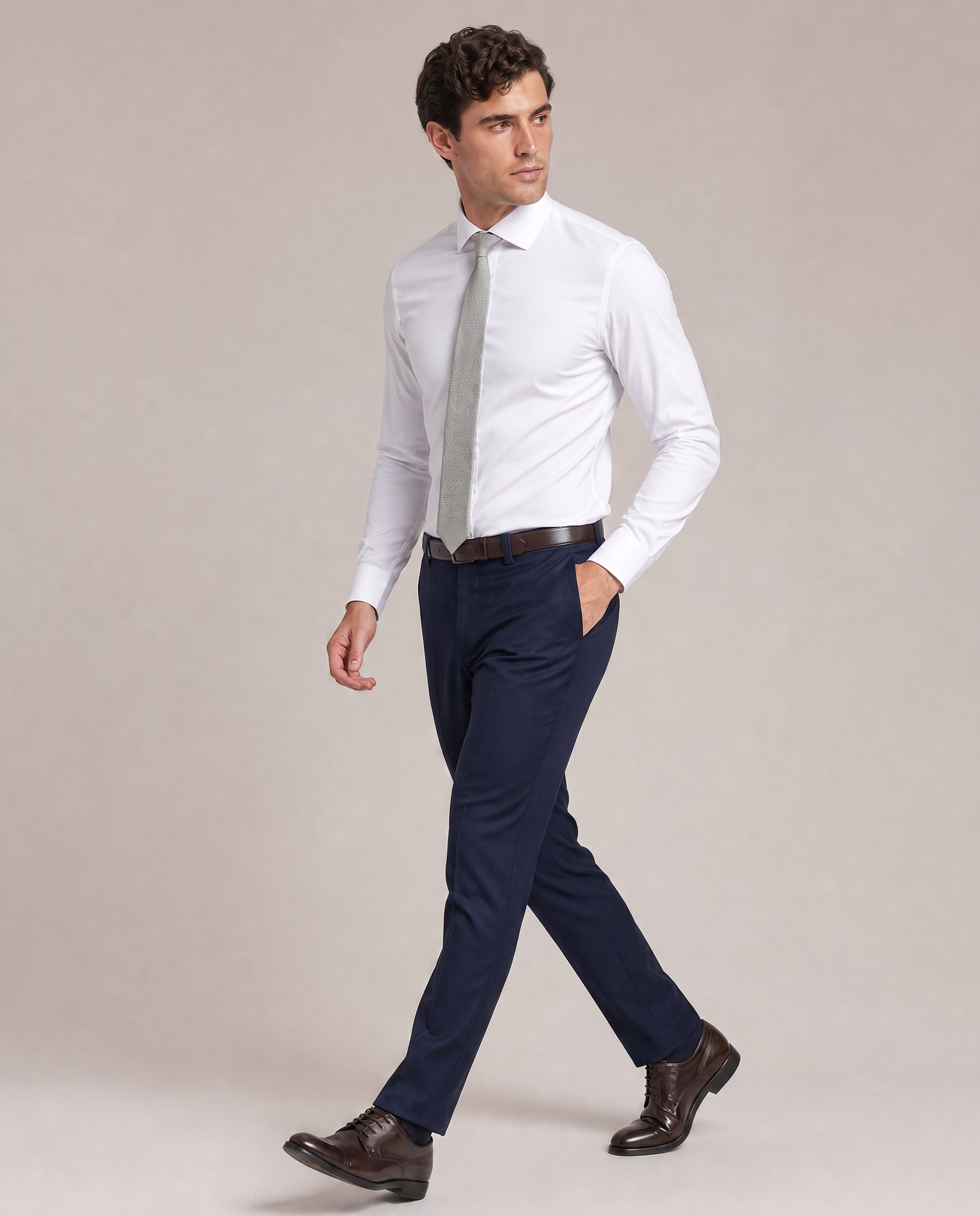 men's white dress shirt The White Fine Twill Mid-Spread Dress Shirt Ledbury
