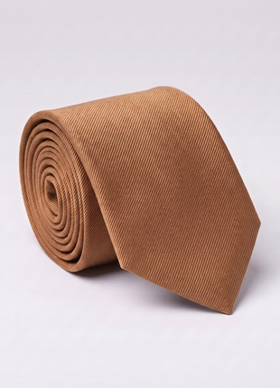 Letteriello Fine Ribbed Camel Italian Silk Neck Tie