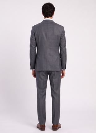 Pal Zileri Mens Gray Micro Check Notch Lapel Classic Fit 2-button Wool Suit - 42L
