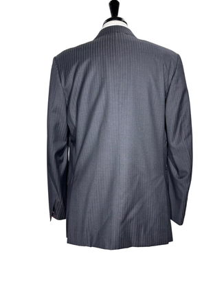 Isaia Mens Charcoal Gray Pinstripe Fully-Canvassed Notch Lapel Slim Fit 2-Button Wool Suit - 44L