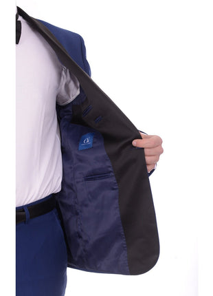 Gino Vitale TUXEDOS Gino Vitale Slim Fit Indigo Blue One Button Tuxedo Suit With Satin Shawl Lapel
