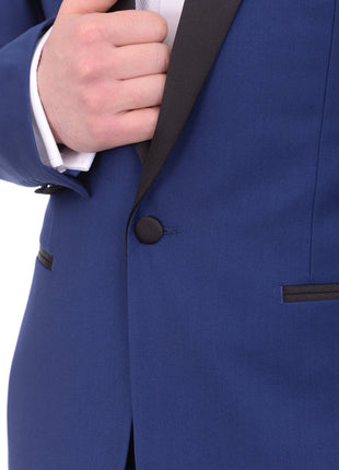 Gino Vitale TUXEDOS Gino Vitale Slim Fit Indigo Blue One Button Tuxedo Suit With Satin Shawl Lapel