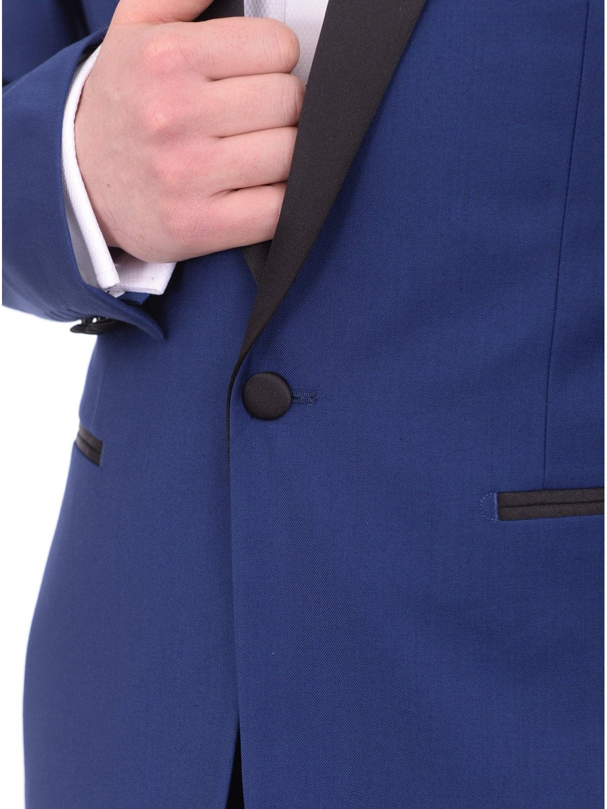 Gino Vitale TUXEDOS Gino Vitale Slim Fit Indigo Blue One Button Tuxedo Suit With Satin Shawl Lapel